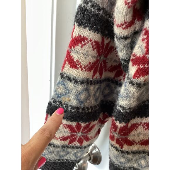VTG Women's Wool Fair Isle Print Button Front Cardigan Sweater Multicolor Medium - Picture 6 of 10